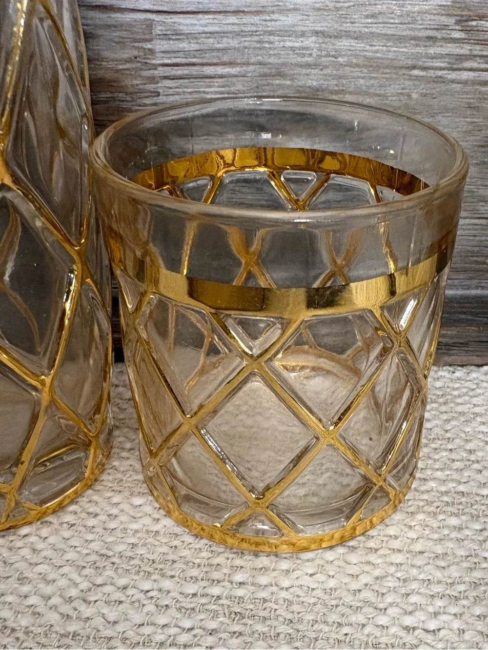 Altuzarra 24 kGold Lattice Glass Cocktail Shaker and Tumbler Set